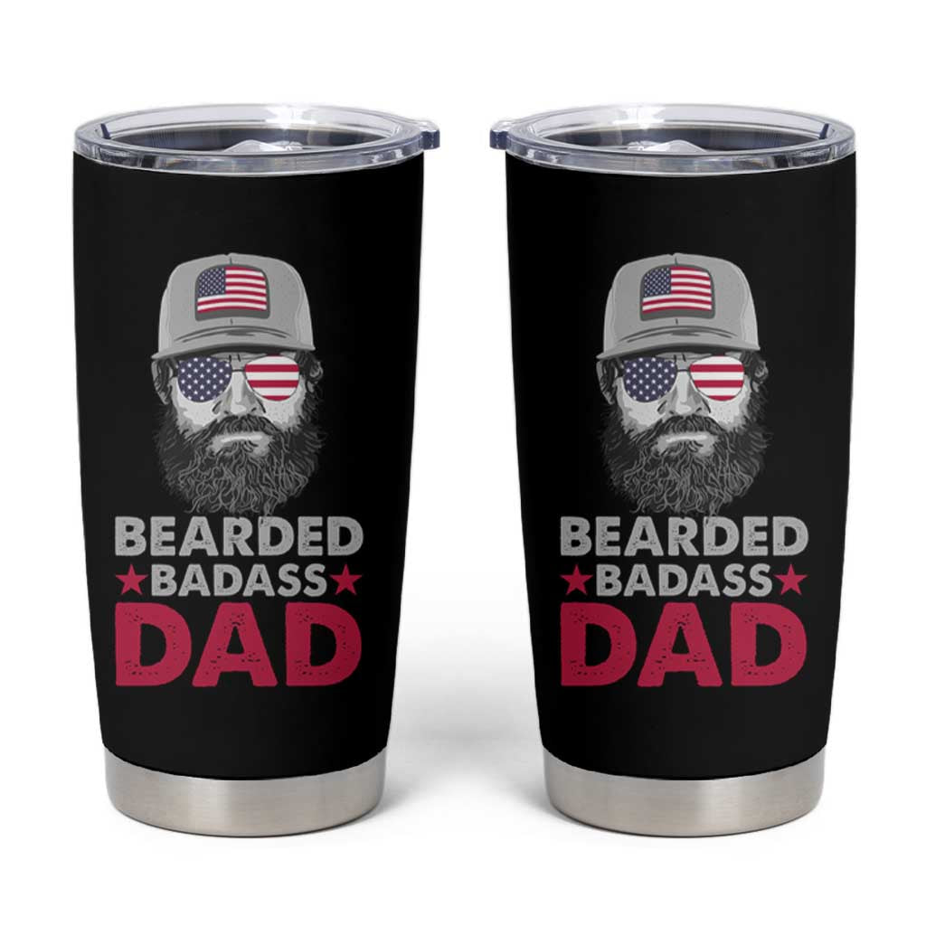 Bearded Dad Tumbler Cup Cool Patriotic American Papa US Flag Vintage