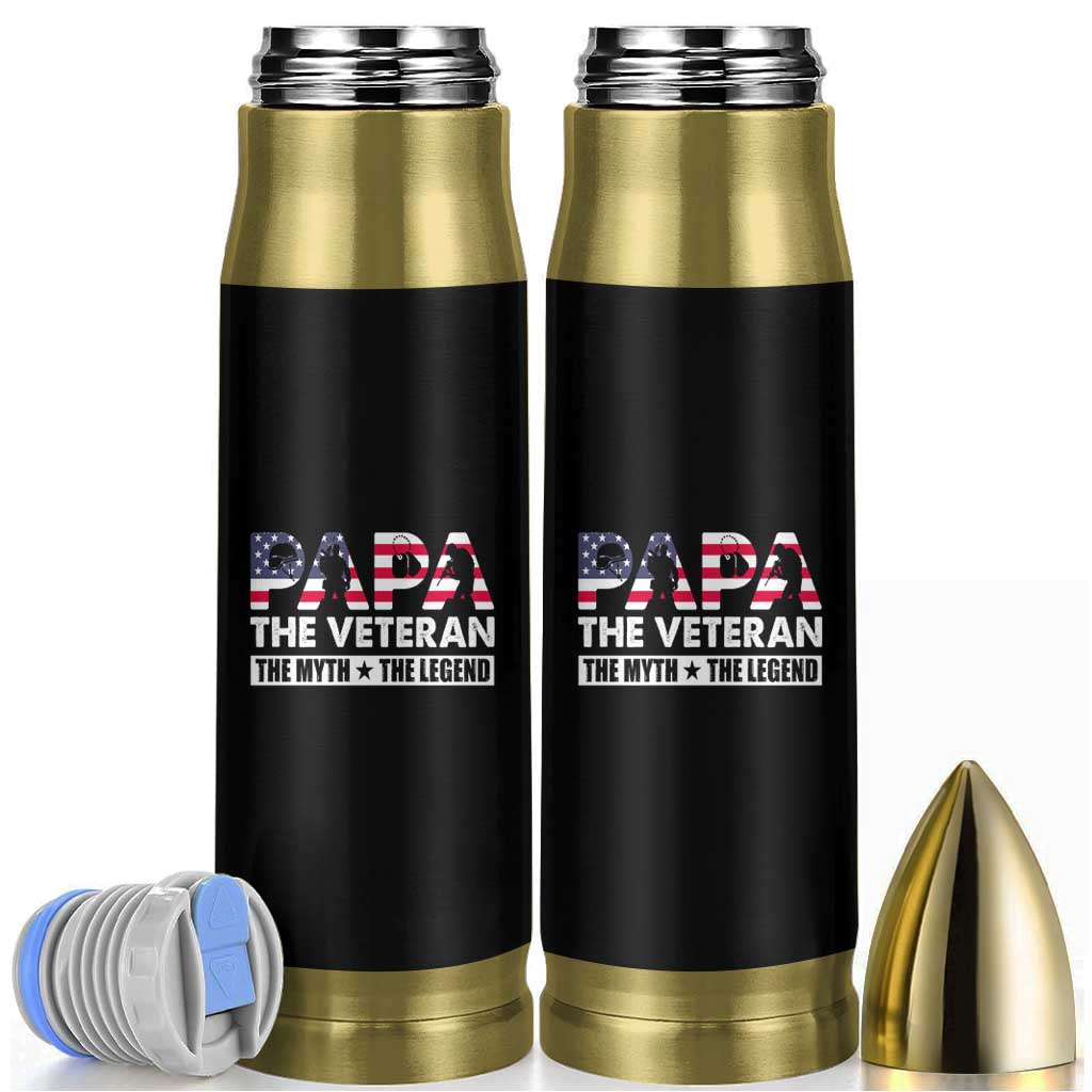 Patriotic Dad Bullet Tumbler Papa The Veteran The Myth The Legend American Flag Dog Tags