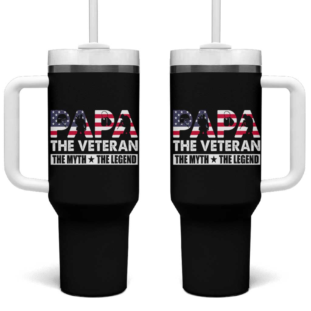 Patriotic Dad Tumbler With Handle Papa The Veteran The Myth The Legend American Flag Dog Tags