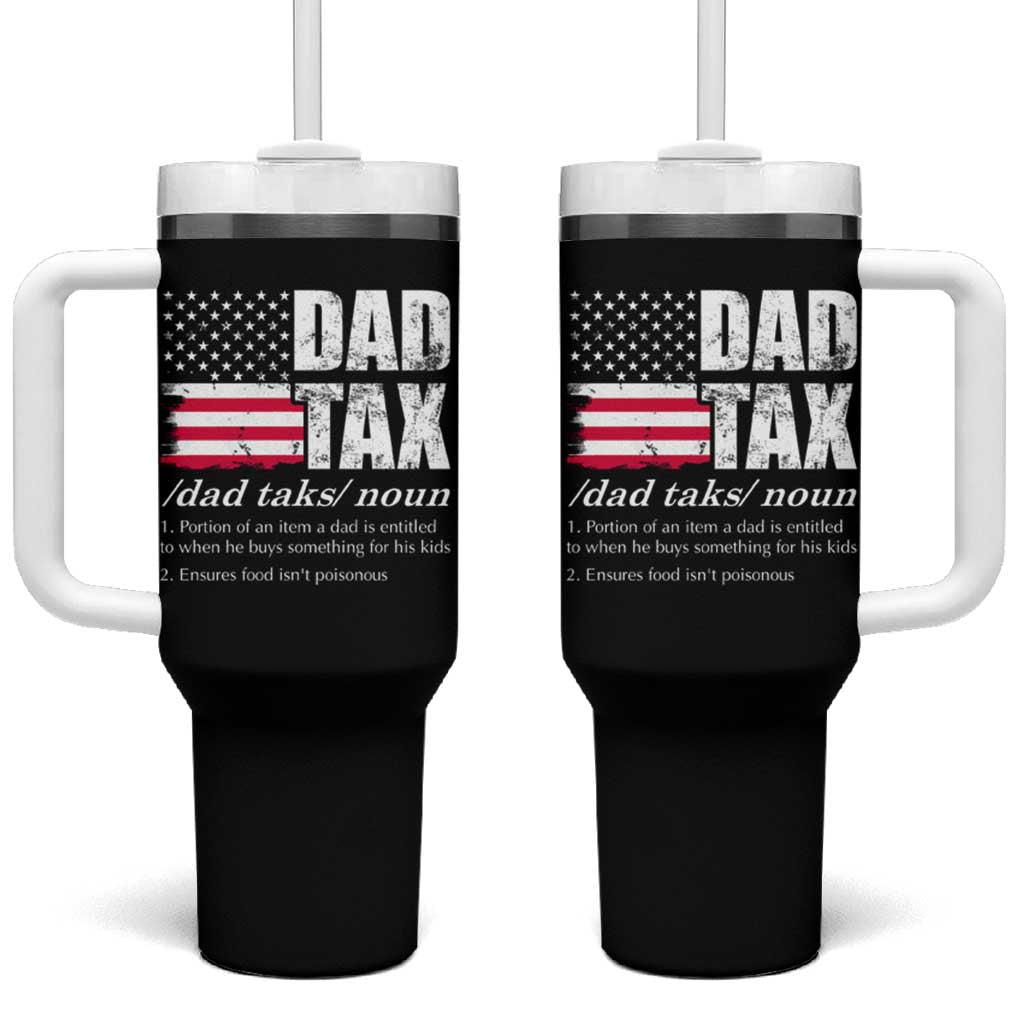 Funny Dad Tax Definition Tumbler With Handle Vintage American Flag Father's Day