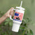 Funny Fishing Tumbler With Handle I Can't Work Today My Arm Is In A Cast Fisherman US Flag