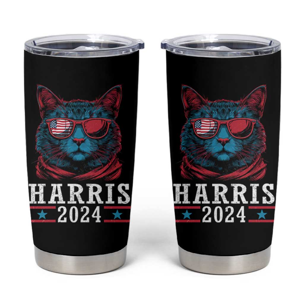 Harris 2024 Tumbler Cup Childless Cat Lady For President American Flag