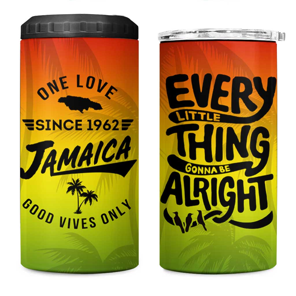 One Love Jamaica 4 in 1 Can Cooler Tumbler Every Little Thing Gonna Be Alright Good Vibes Since 1962 - Wonder Print Shop