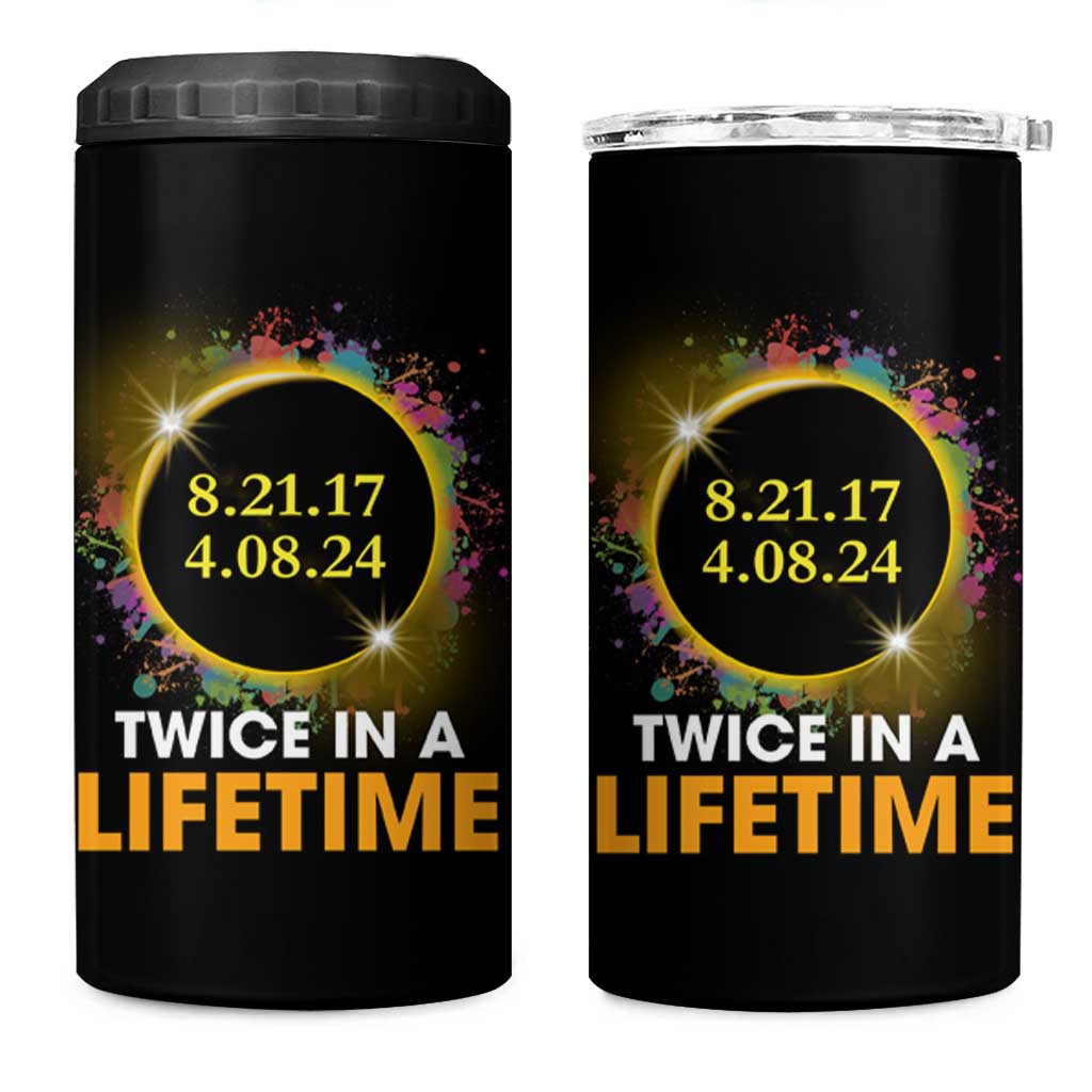 Total Solar Eclipse 4 in 1 Can Cooler Tumbler Twice In A Life Time American Totality 2024 2017 - Wonder Print Shop