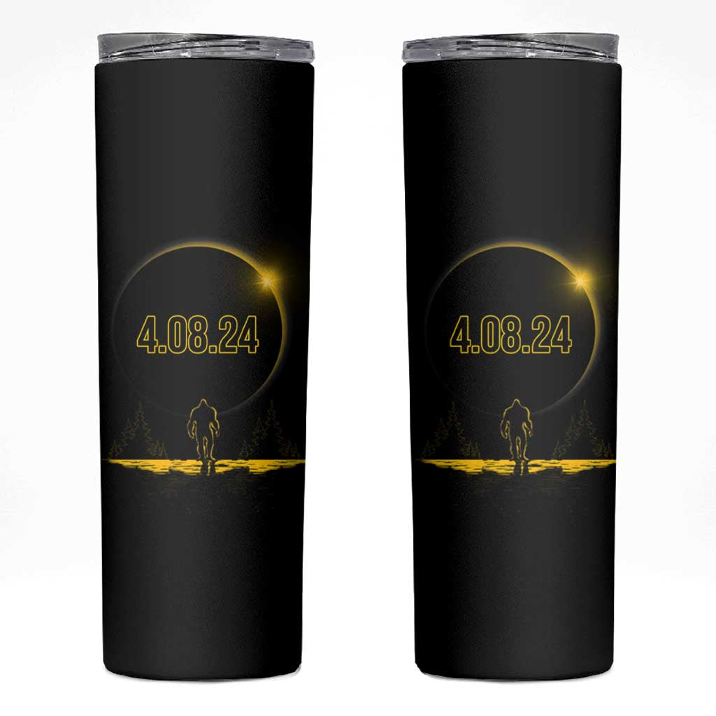 Total Solar Eclipse Bigfoot Skinny Tumbler American Totality April 8 2024 Sasquatch Silhouette