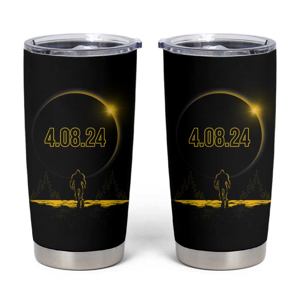 Total Solar Eclipse Bigfoot Tumbler Cup American Totality April 8 2024 Sasquatch Silhouette