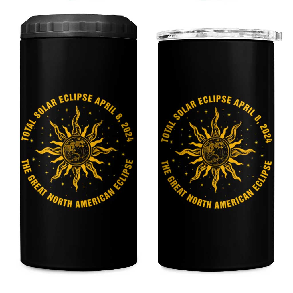 Celestial Total Solar Eclipse 4 in 1 Can Cooler Tumbler April 8 2024 The Great North American Eclipse - Wonder Print Shop