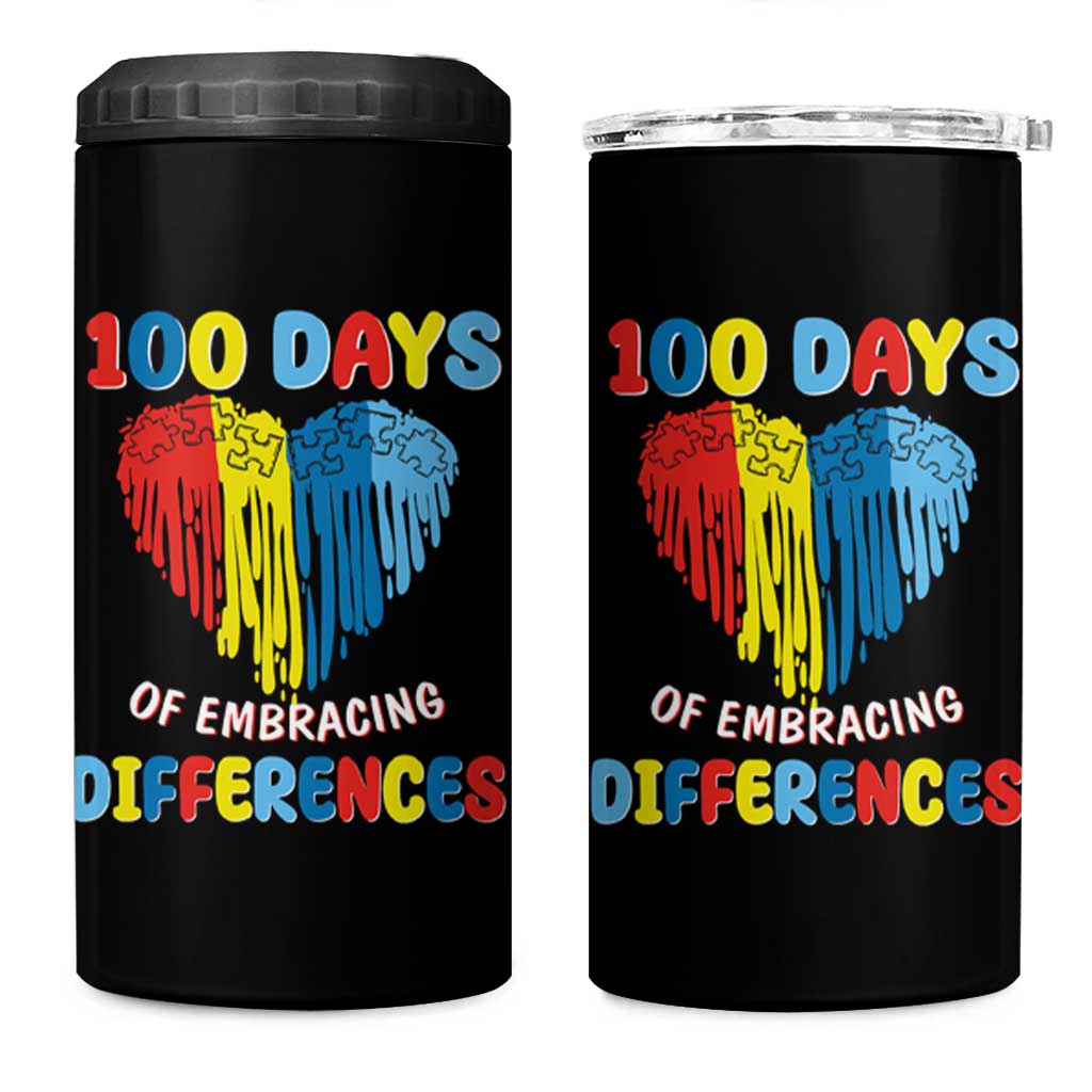 100 Days of School IEP 4 in 1 Can Cooler Tumbler Embrace Differences Neurodiversity Autism Acceptance ADHD Awareness - Wonder Print Shop