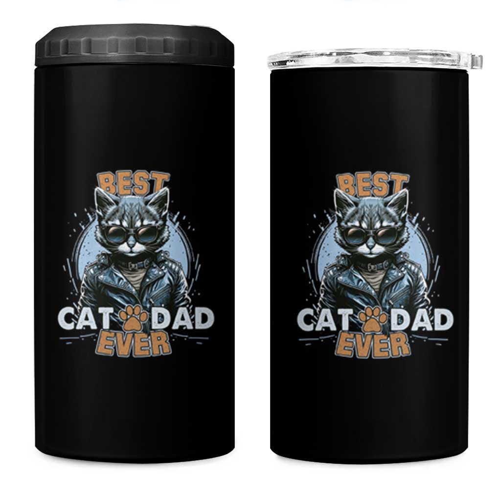 Cool Cat Dad 4 in 1 Can Cooler Tumbler Best Cat Dad Ever Father's Day - Wonder Print Shop