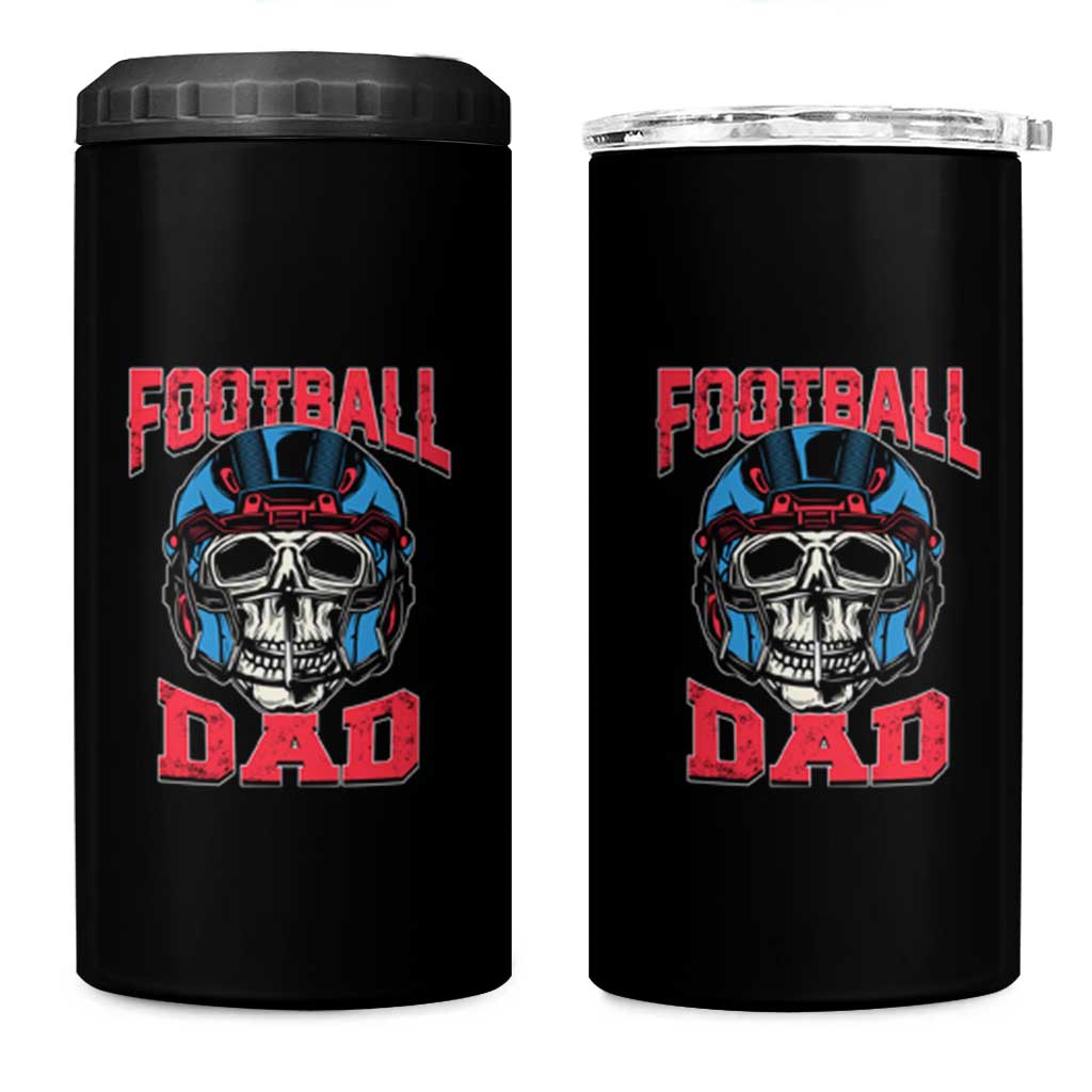 Football Dad 4 in 1 Can Cooler Tumbler Skull With Helmet Rugby Father's Day - Wonder Print Shop