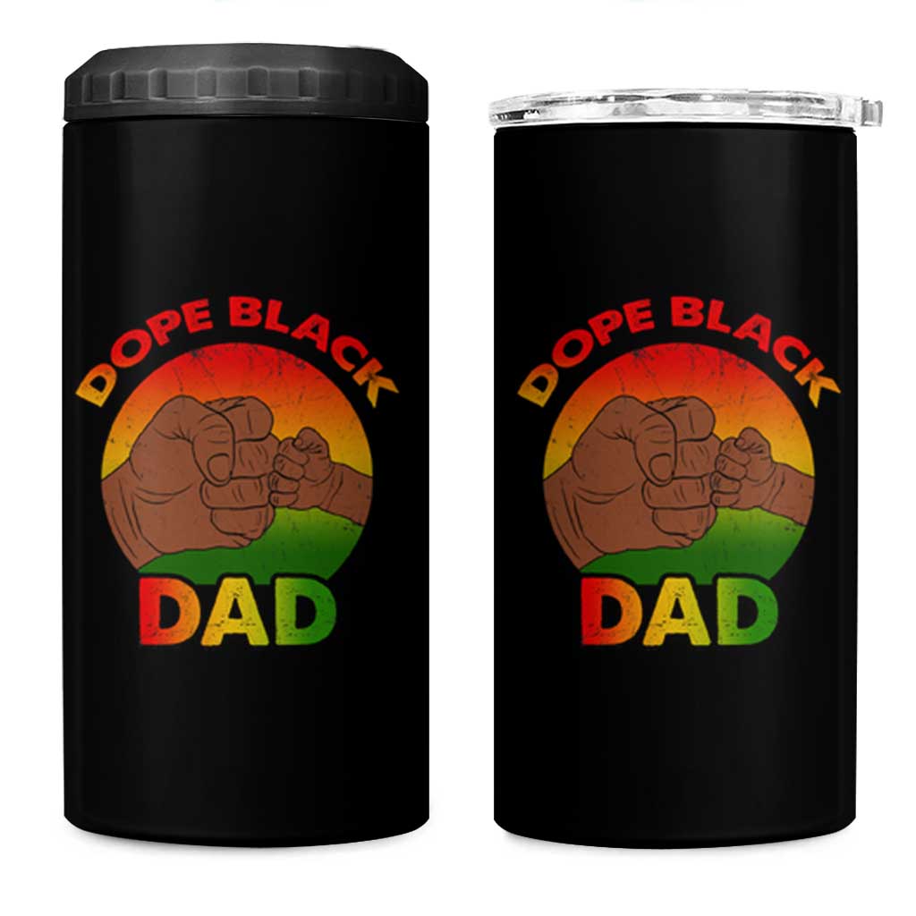 Dope Black Dad 4 in 1 Can Cooler Tumbler Proud Afro Melanin Men Vintage Father's Day - Wonder Print Shop