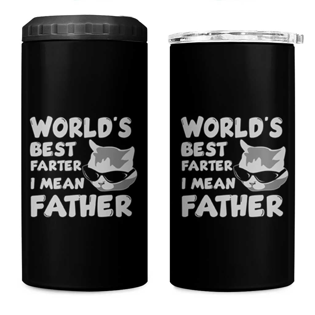 Funny Cat Dad 4 in 1 Can Cooler Tumbler World's Best Farter I Mean Father Mean Cats - Wonder Print Shop