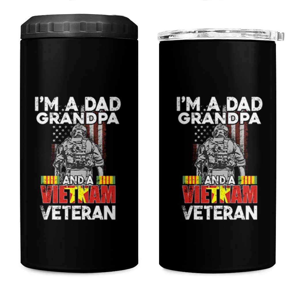 Vietnam Veteran 4 in 1 Can Cooler Tumbler I'm A Dad A Grandpa And A Vietnam Veteran Patriotic Father - Wonder Print Shop