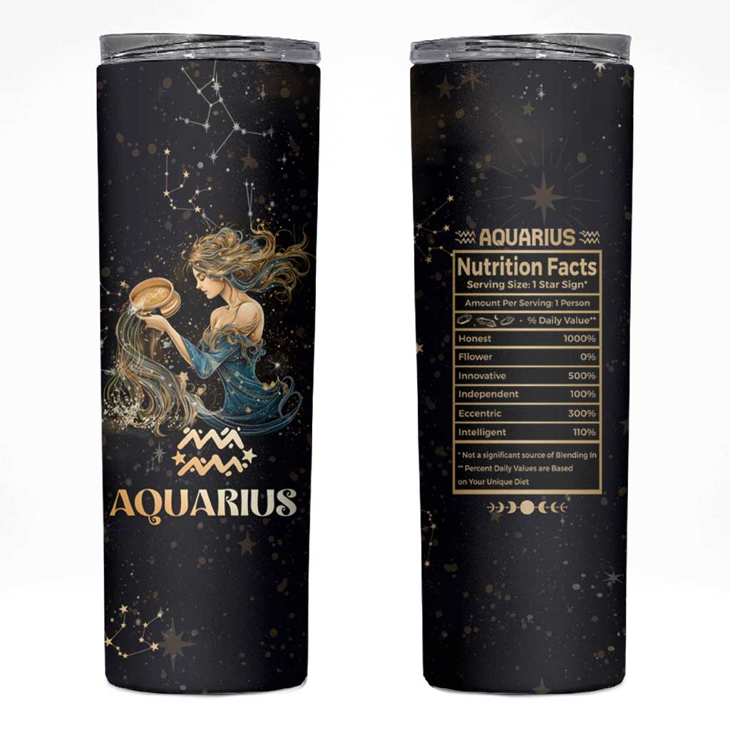 Aquarius Zodiac Skinny Tumbler Celestial Constellation Astrology Horoscope Galaxy