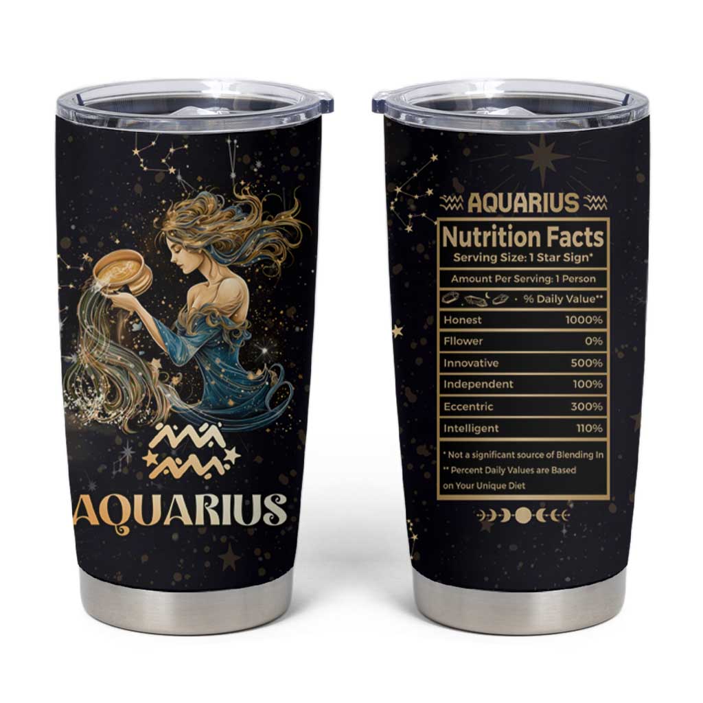 Aquarius Zodiac Tumbler Cup Celestial Constellation Astrology Horoscope Galaxy