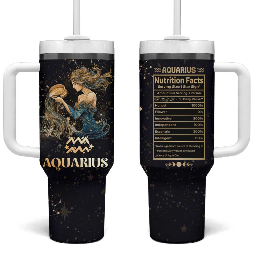 Aquarius Zodiac Tumbler With Handle Celestial Constellation Astrology Horoscope Galaxy