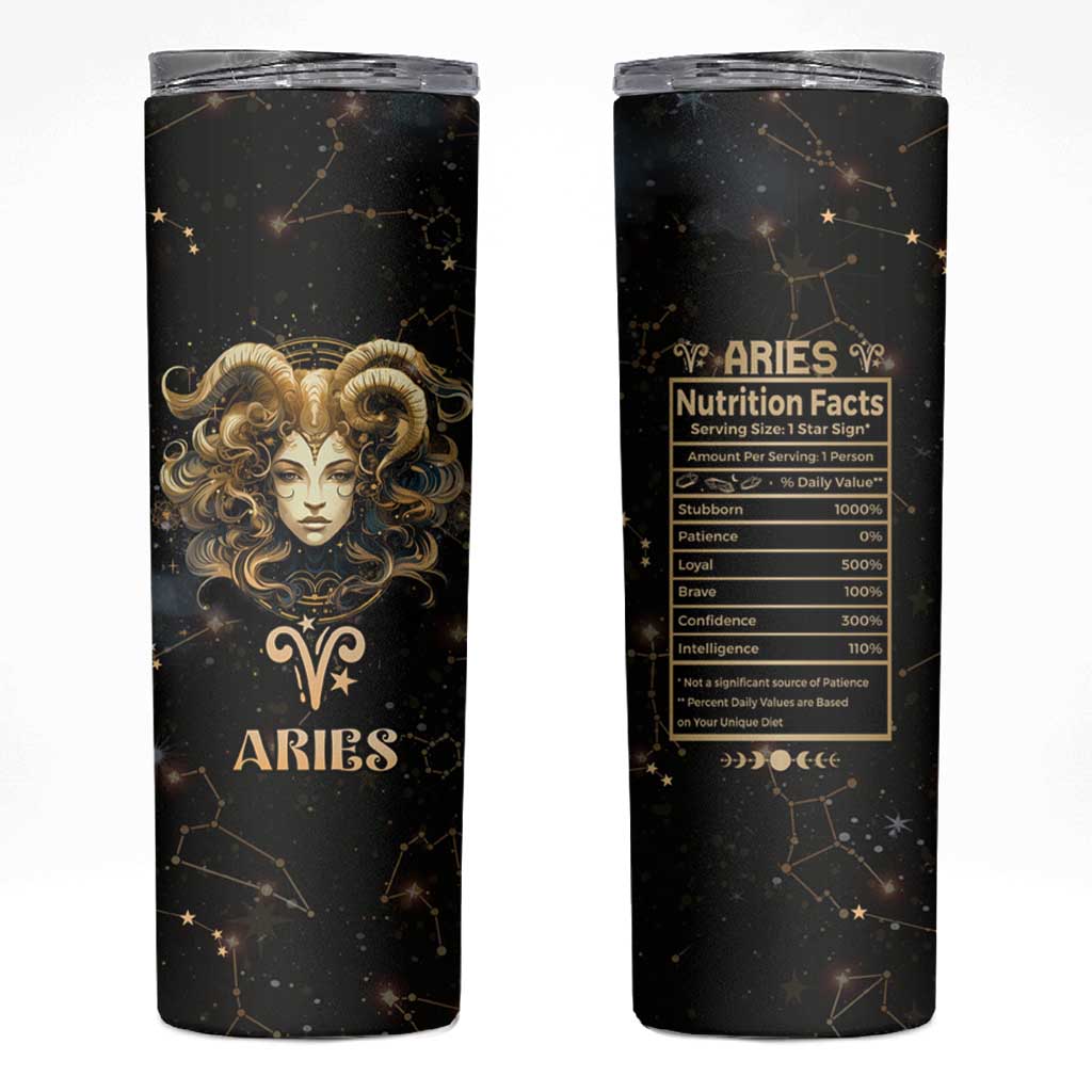 Aries Zodiac Skinny Tumbler Celestial Constellation Astrology Horoscope Galaxy