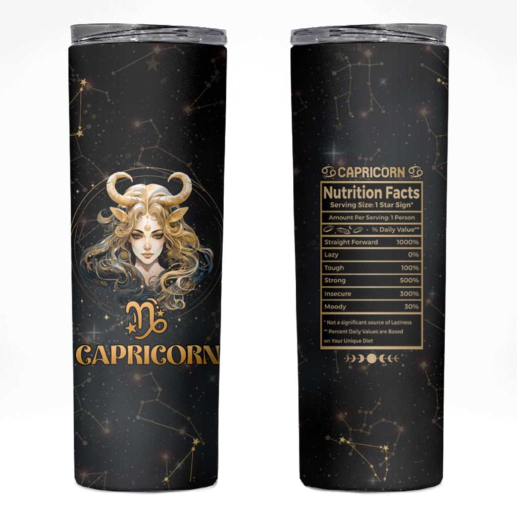 Capricorn Zodiac Skinny Tumbler Celestial Constellation Astrology Horoscope Galaxy