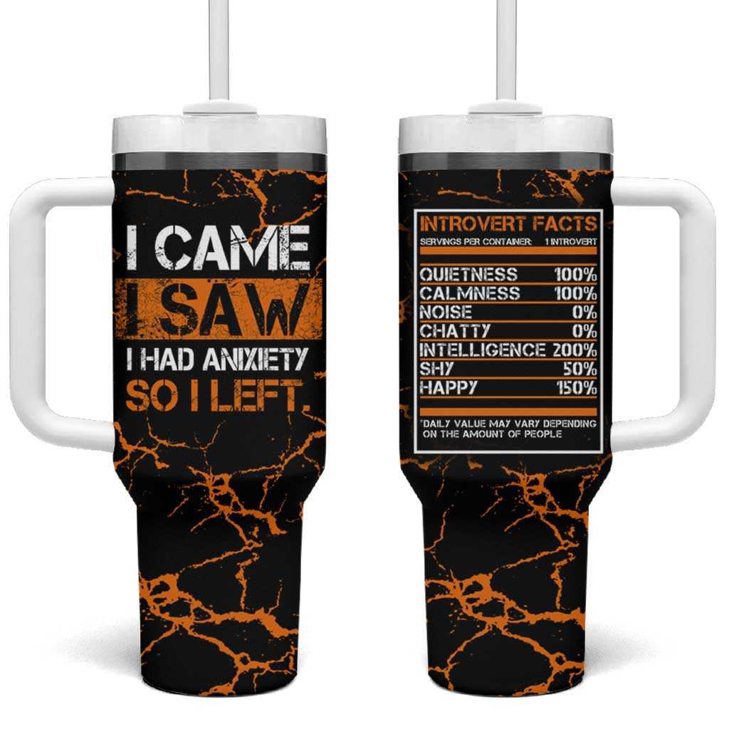 Funny Introvert Tumbler With Handle I Came I Saw I Had Anxiety So I Left