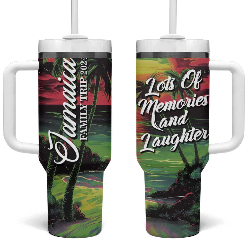 Jamaica Family Trip 2024 Souvenir Tumbler With Handle Jamaican Beach Vacation Lots Of Memories And Laughter