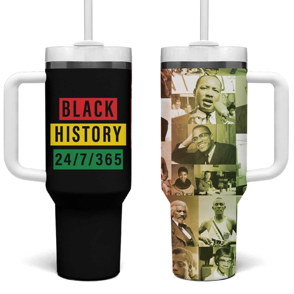 Black Pride Tumbler With Handle Black History 24/7/365 Melanin Civil Rights Leaders