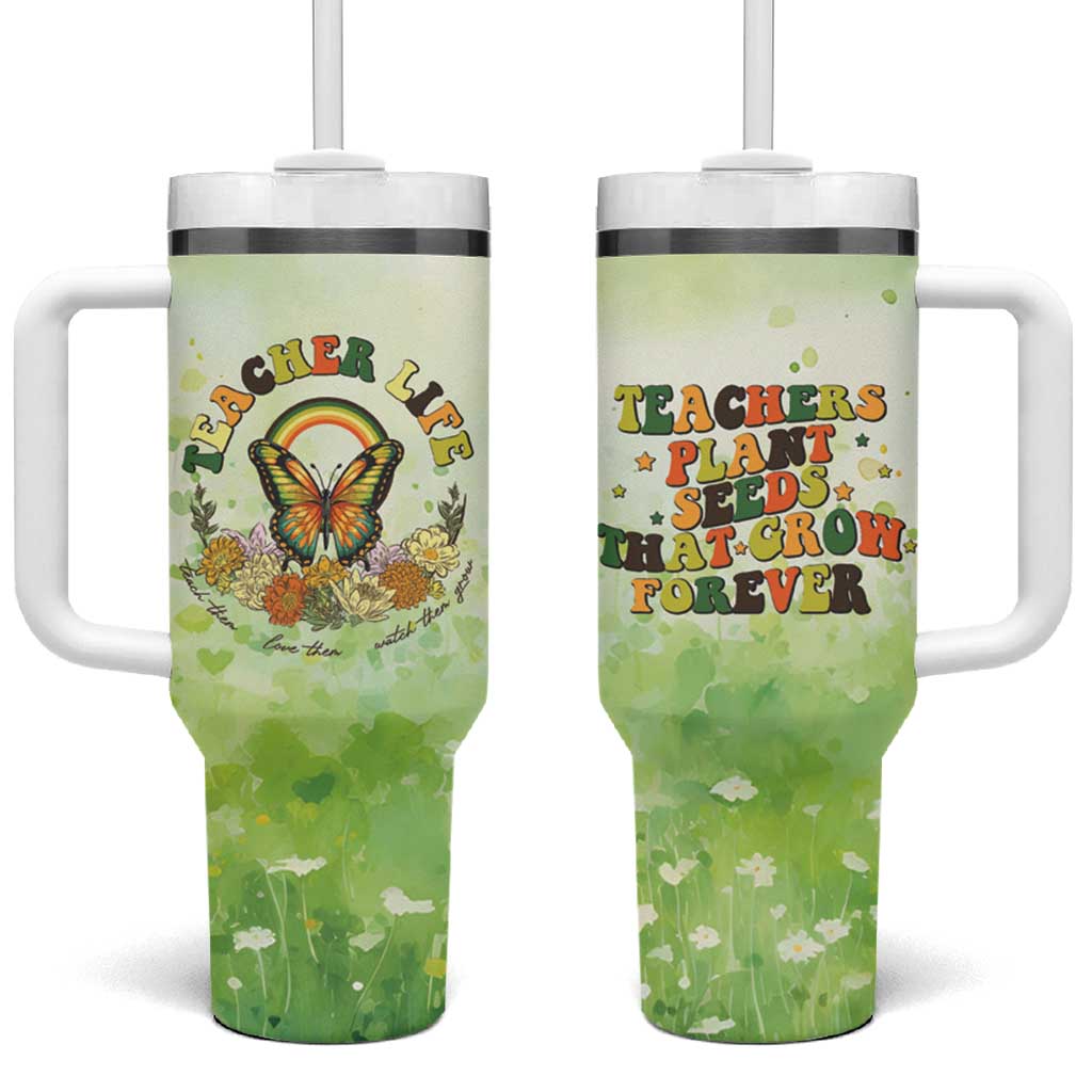 Teacher Life Tumbler With Handle Teacher Plant Seeds That Grow Forever