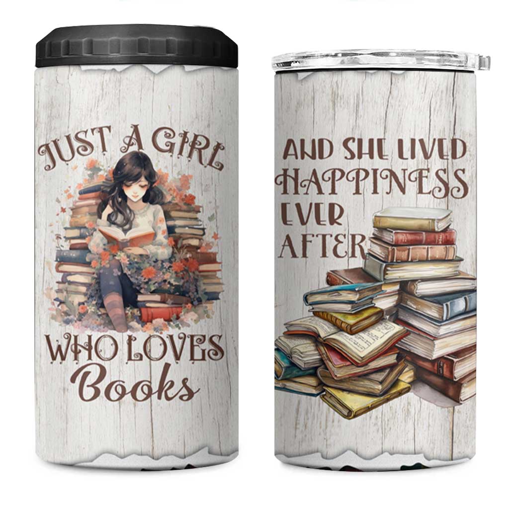 Book Lover 4 in 1 Can Cooler Tumbler Just A Girl Who Loves Books - Wonder Print Shop