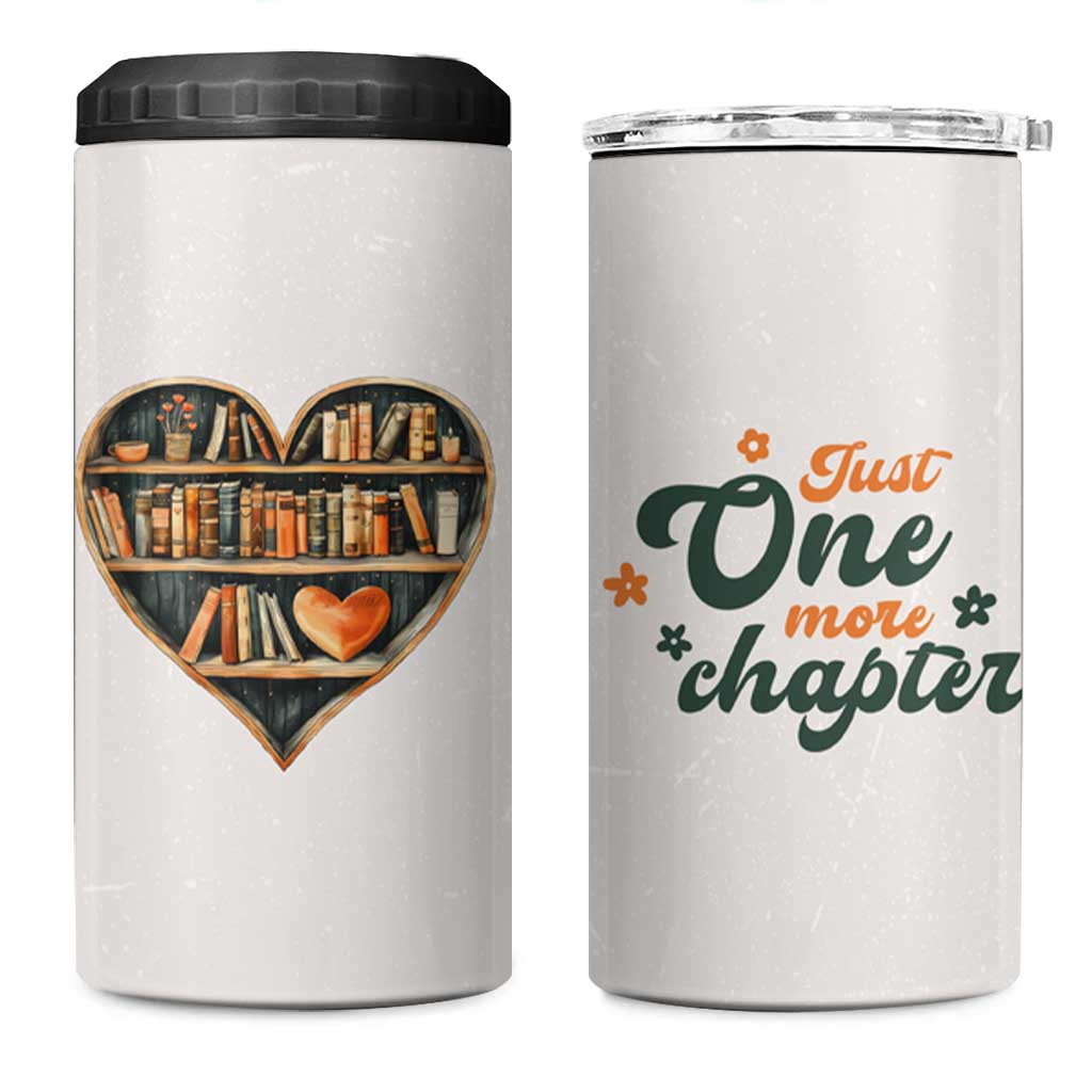 Book Lover 4 in 1 Can Cooler Tumbler Just One More Chapter Vintage - Wonder Print Shop