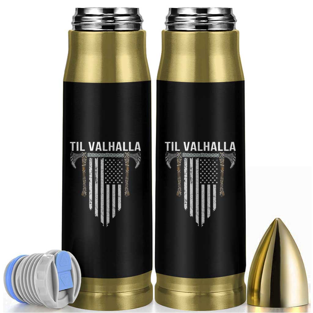 Viking Bullet Tumbler Til Valhalla American Axe Flag Norse Mythology