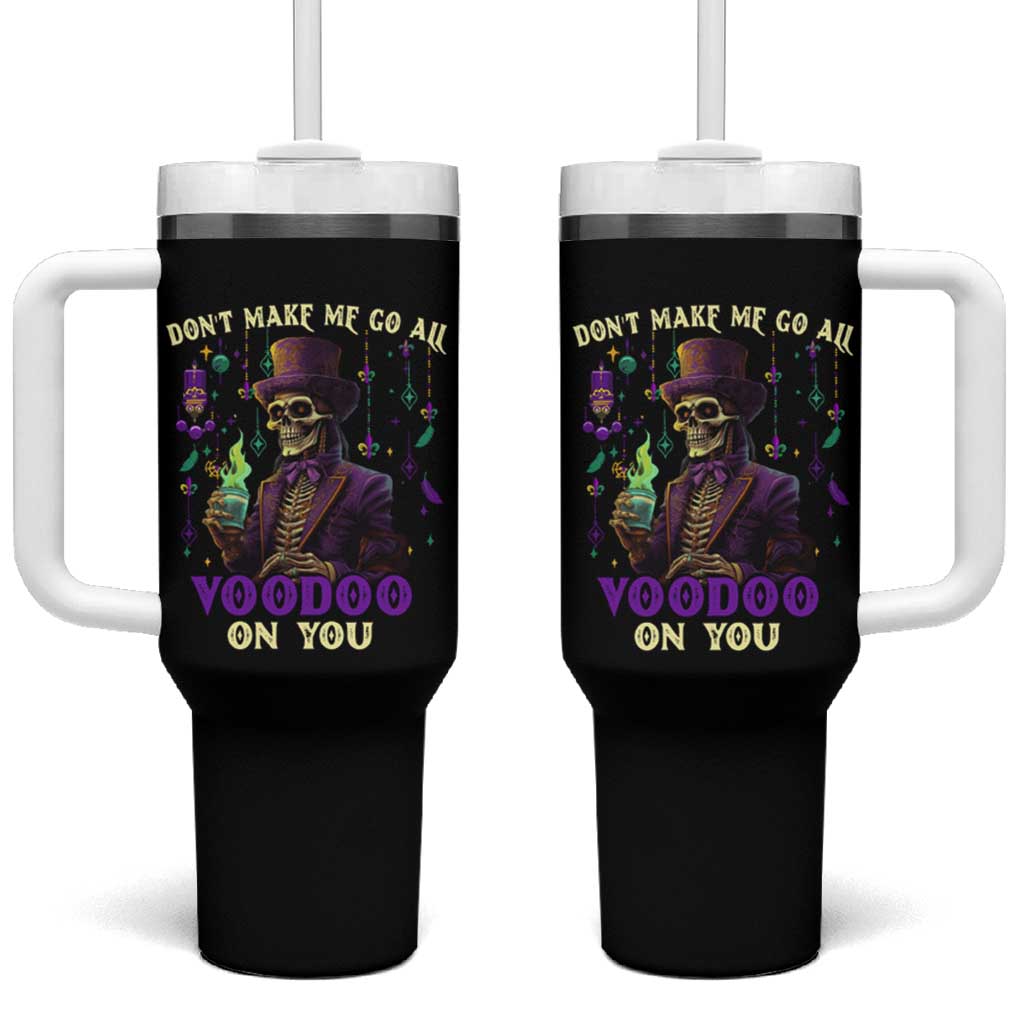 Mardi Gras Tumbler With Handle Don't Make Me Go All Voodoo On You Skeleton Witch Doctor - Wonder Print Shop