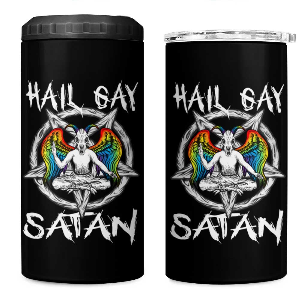 Hail Gay Satan 4 in 1 Can Cooler Tumbler Goth Baphomet Devil LGBT Pride - Wonder Print Shop