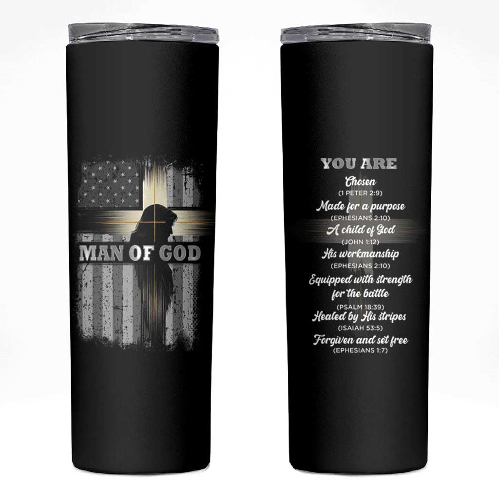 Christian Gifts For Men Skinny Tumbler Man Of God Inspirational Bible Patriotic American Flag