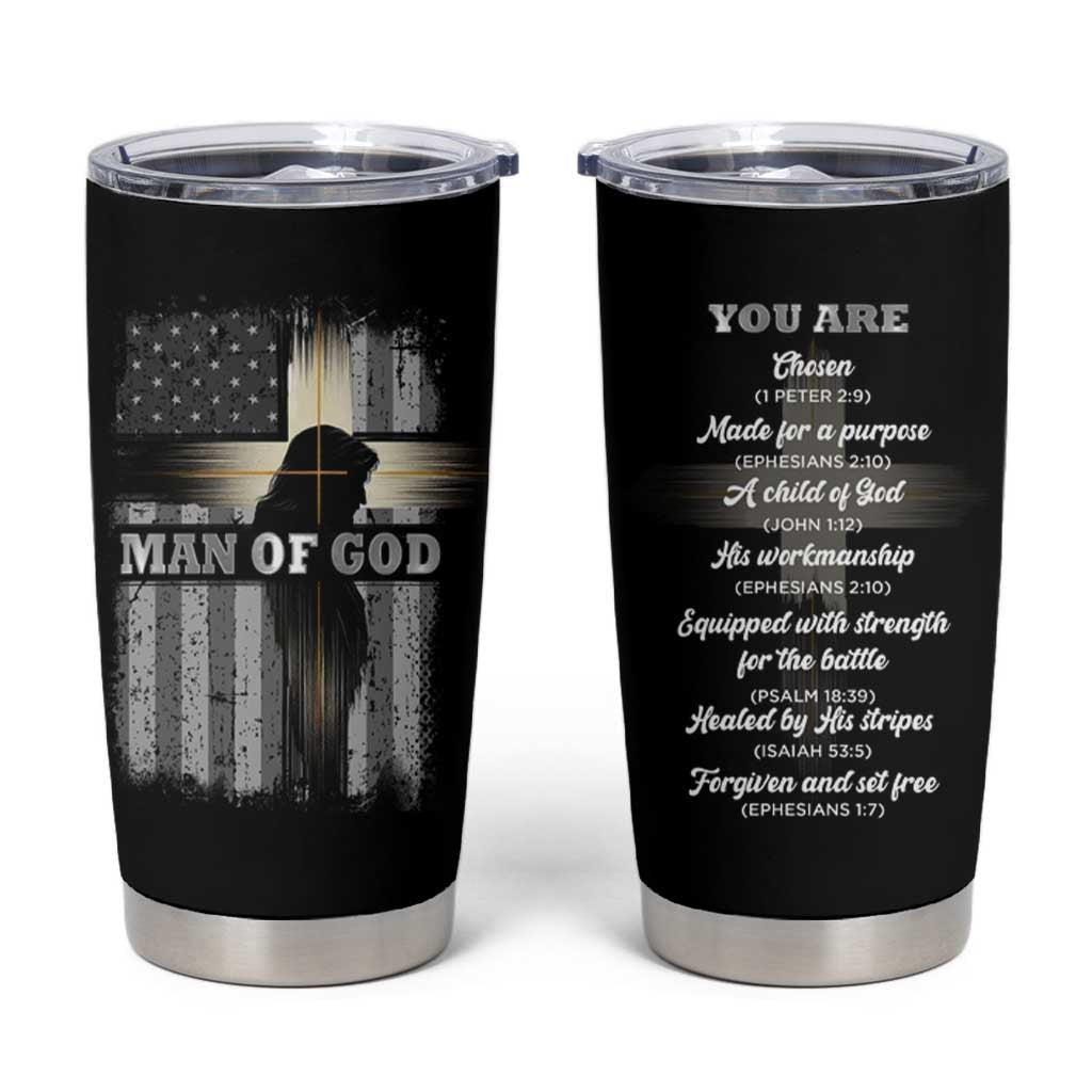 Christian Gifts For Men Tumbler Cup Man Of God Inspirational Bible Patriotic American Flag