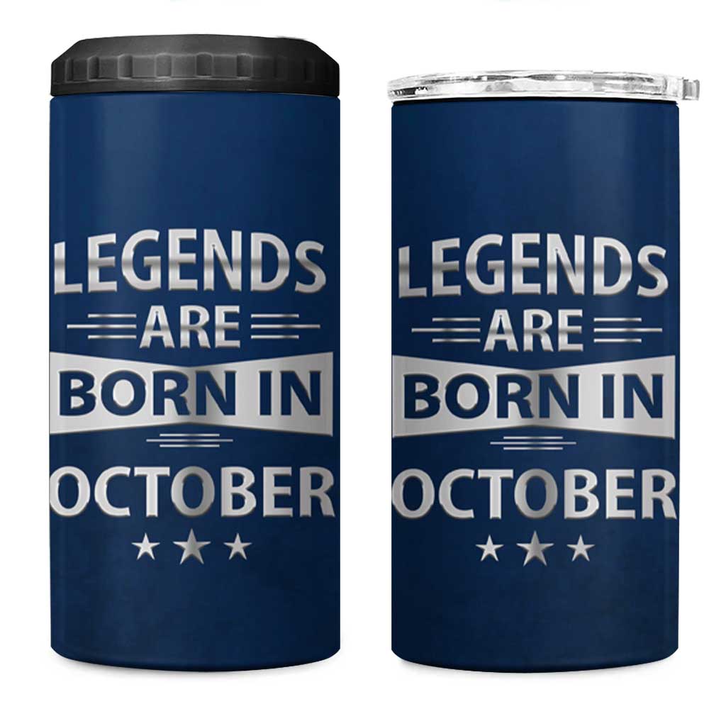 Funny Birthday Gifts For Men 4 in 1 Can Cooler Tumbler Legends Are Born In October - Wonder Print Shop