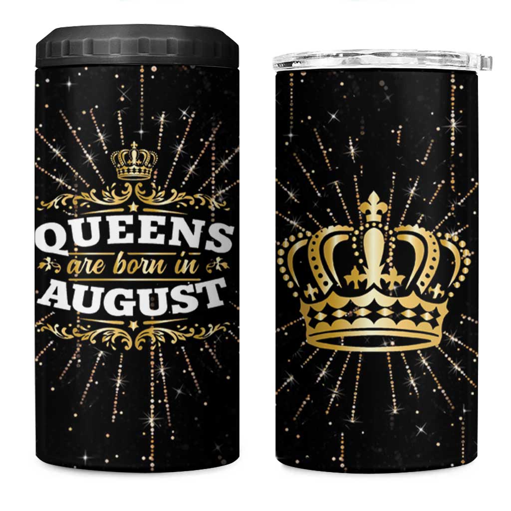 Birthday Gifts For Women 4 in 1 Can Cooler Tumbler Queens Are Born In August - Wonder Print Shop