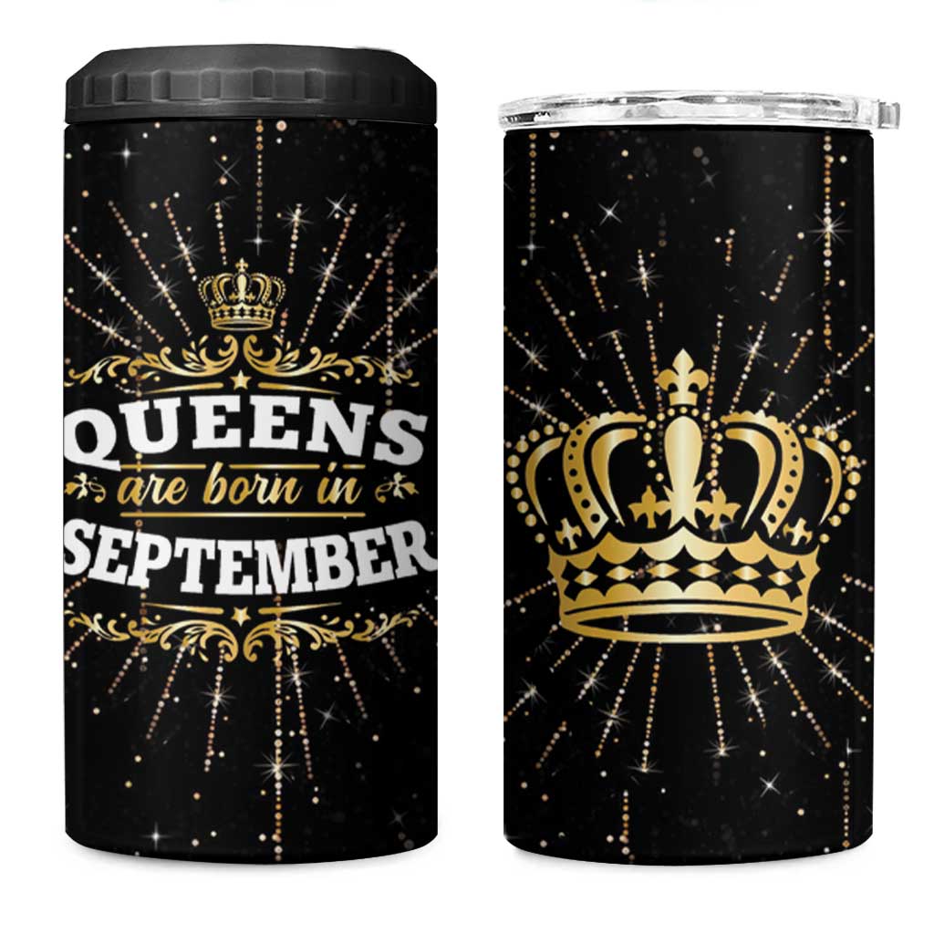 Birthday Gifts For Women 4 in 1 Can Cooler Tumbler Queens Are Born In September - Wonder Print Shop