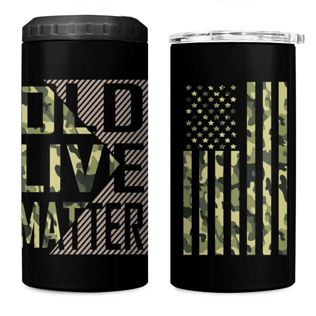 Gifts For Old Men 4 in 1 Can Cooler Tumbler Old Lives Matter Camo Funny Birthday Gift - Wonder Print Shop