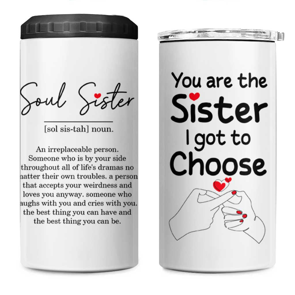 Gifts for Best Friends 4 in 1 Can Cooler Tumbler Soul Sister You Are The Sister I Got To Choose - Wonder Print Shop