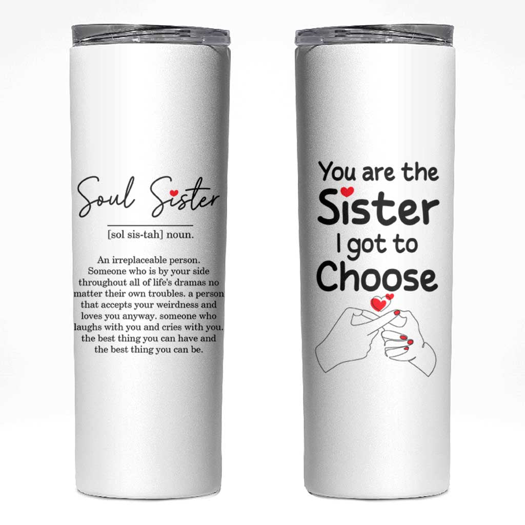 Gifts for Best Friends Skinny Tumbler Soul Sister You Are The Sister I Got To Choose