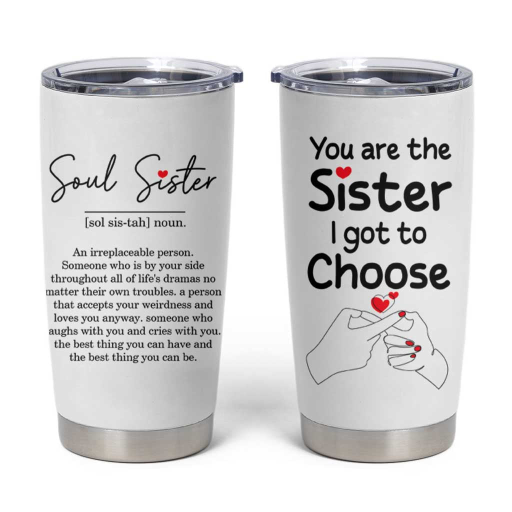 Gifts for Best Friends Tumbler Cup Soul Sister You Are The Sister I Got To Choose