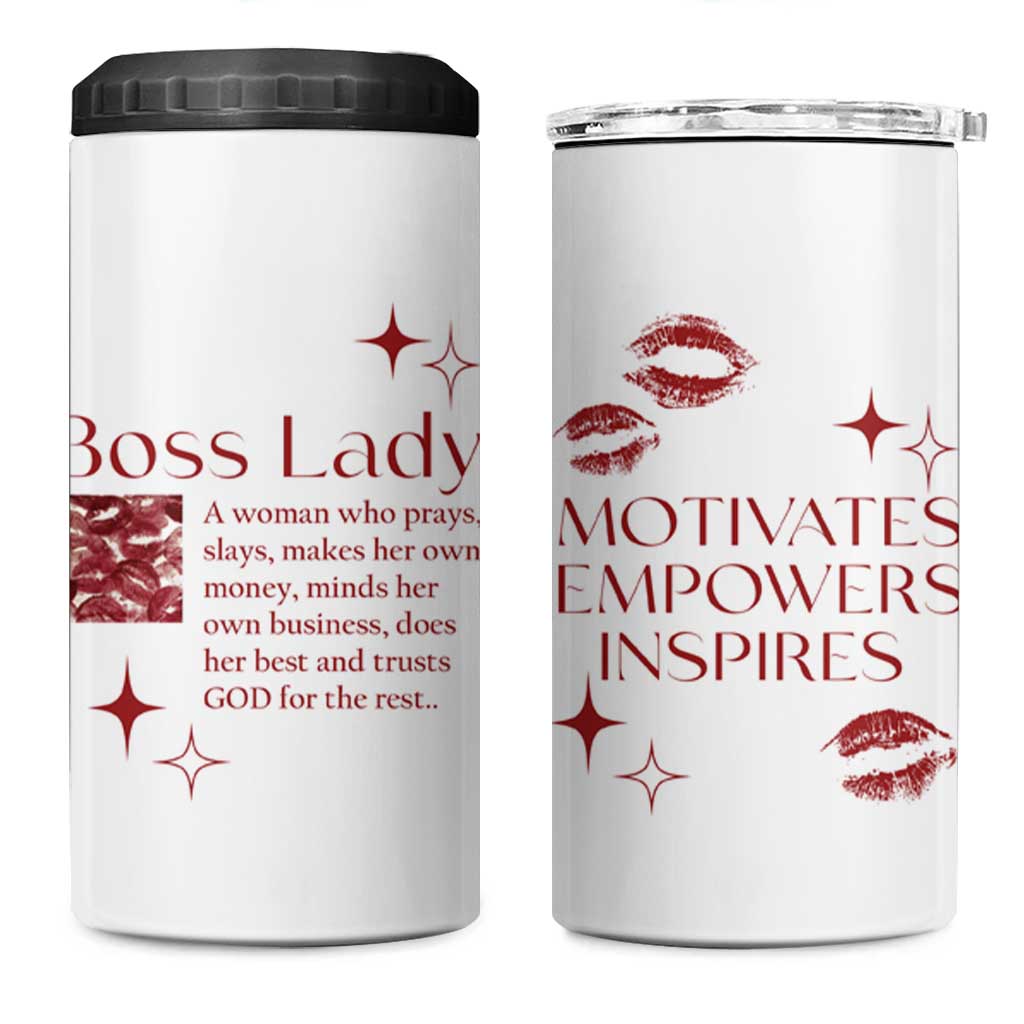 Best Boss Gifts for Women 4 in 1 Can Cooler Tumbler Boss Lady Definition Motivates Empowers Inspires - Wonder Print Shop