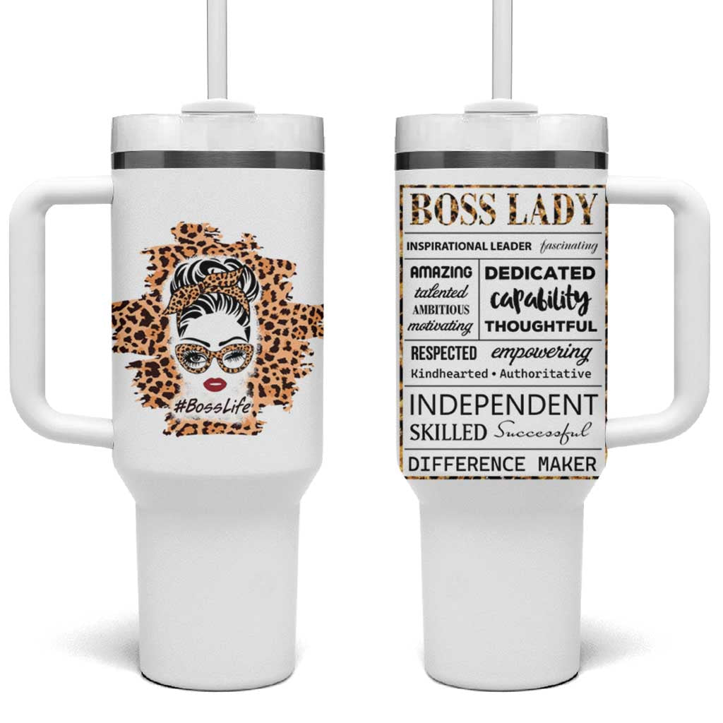 Best Boss Gifts for Women Tumbler With Handle Boss Lady Life Leopard