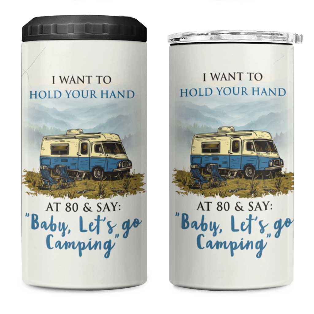 Romantic Gift for Couple 4 in 1 Can Cooler Tumbler I Want To Hold Your Hand At 80 Valentine Anniversary