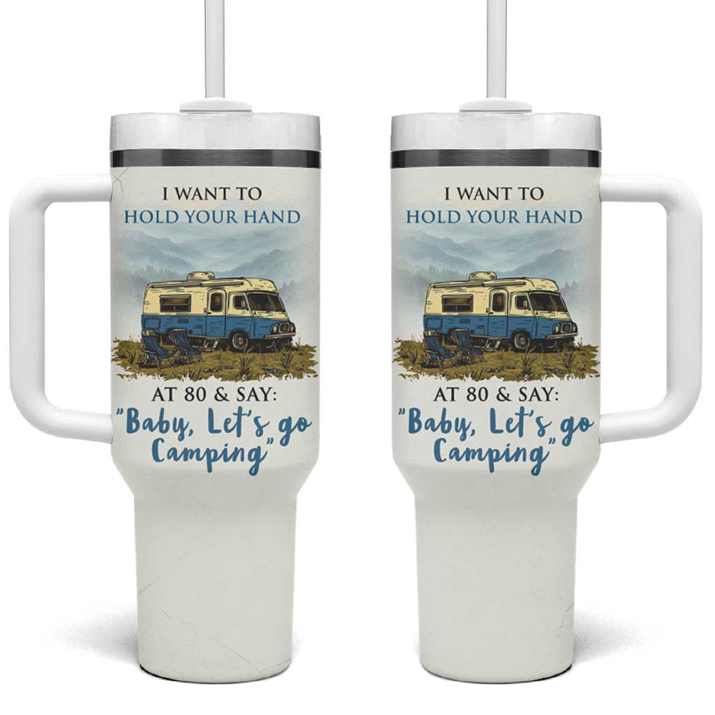 Romantic Gift for Couple Tumbler With Handle I Want To Hold Your Hand At 80 Valentine Anniversary