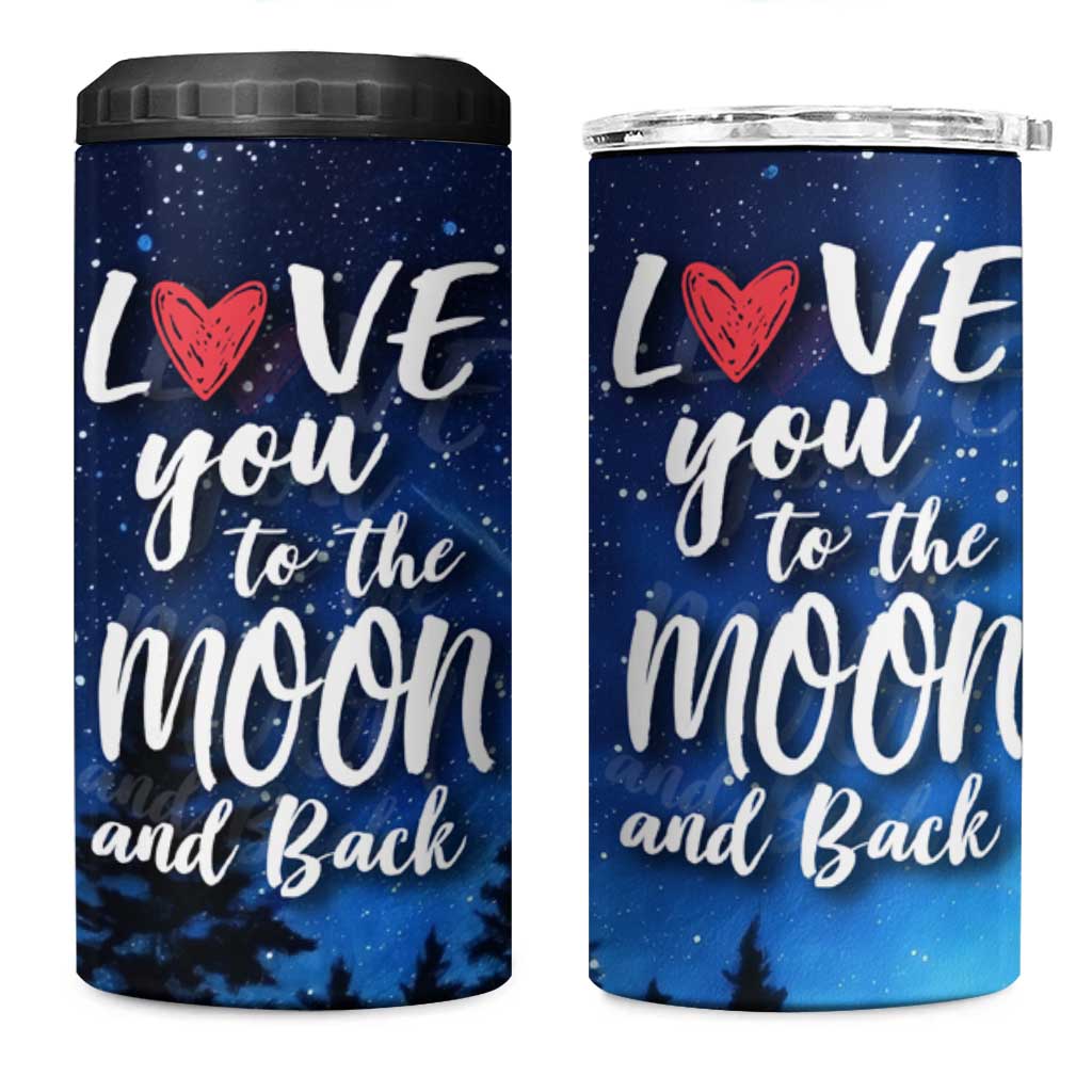 Romantic Gift for Couple 4 in 1 Can Cooler Tumbler Love You To The Moon And Back