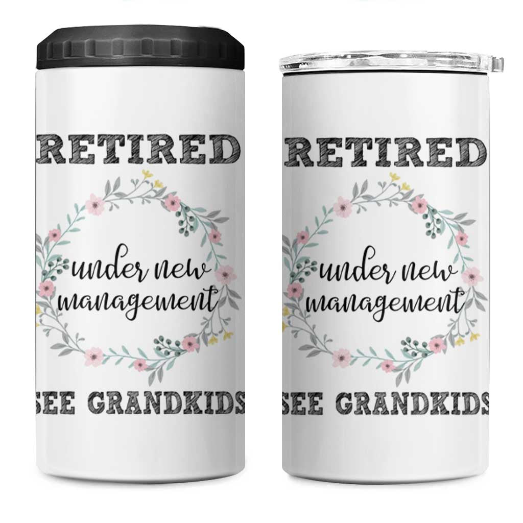 Funny Retirement Gifts for Women 4 in 1 Can Cooler Tumbler Retired Under New Management See Grandkids - Wonder Print Shop