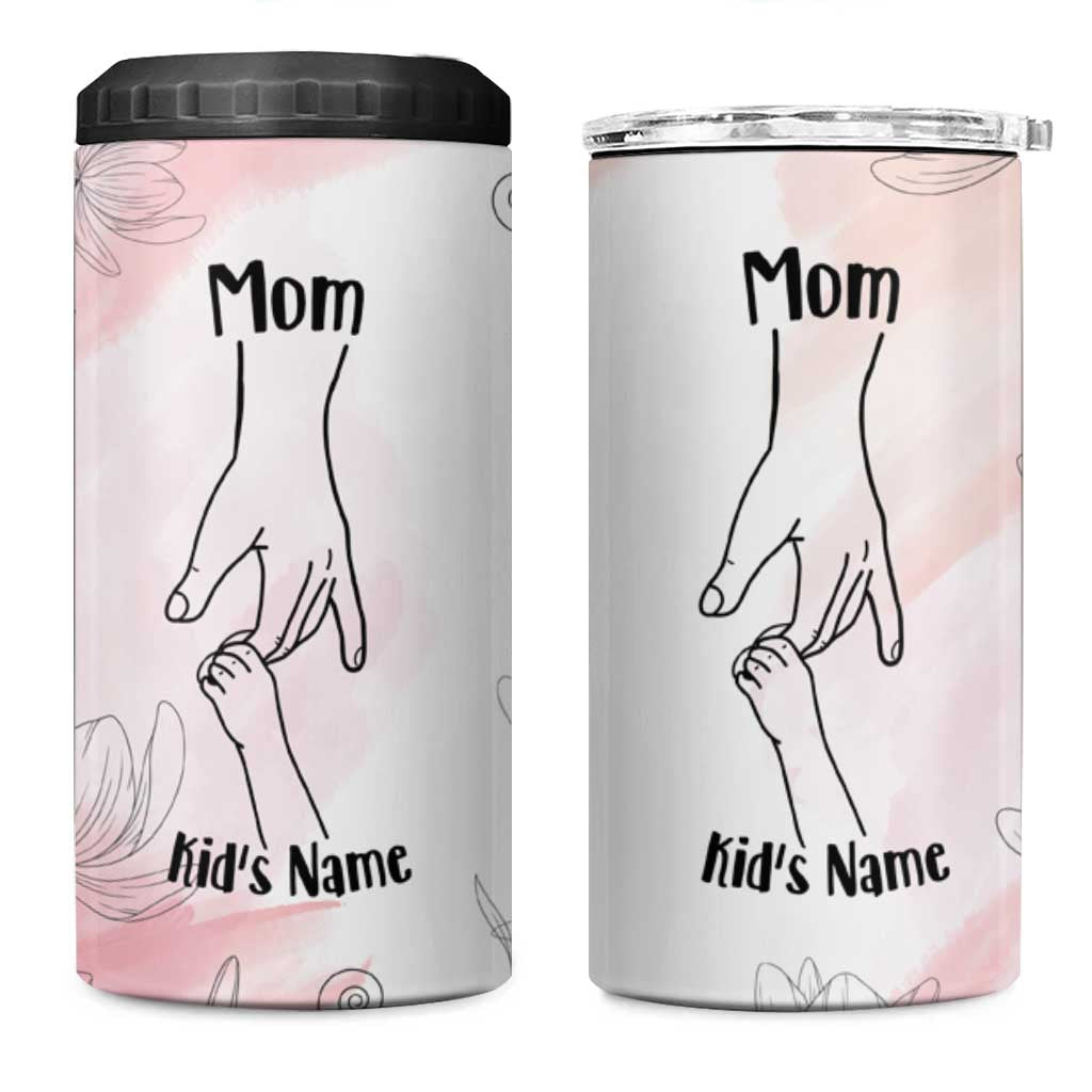 Personalized Mom Gifts 4 in 1 Can Cooler Tumbler Mama Holding Hands Custom Kid Names Mothers Day Gift