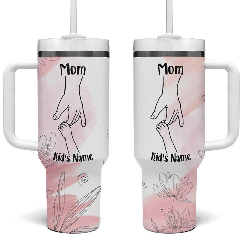 Personalized Mom Gifts Tumbler With Handle Mama Holding Hands Custom Kid Names Mothers Day Gift