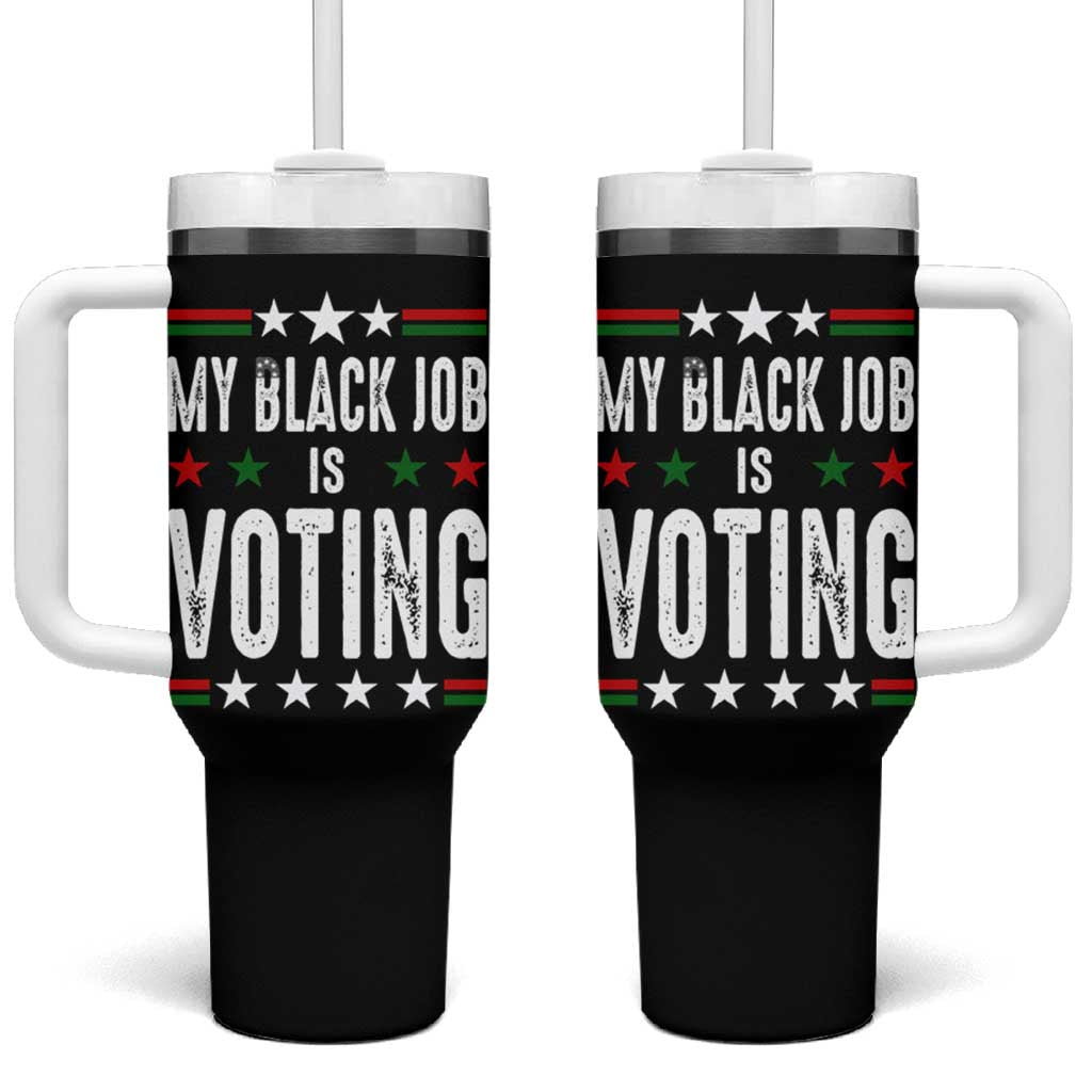 Harris Walz 2024 Election Tumbler With Handle My Black Job Is Voting Democracy