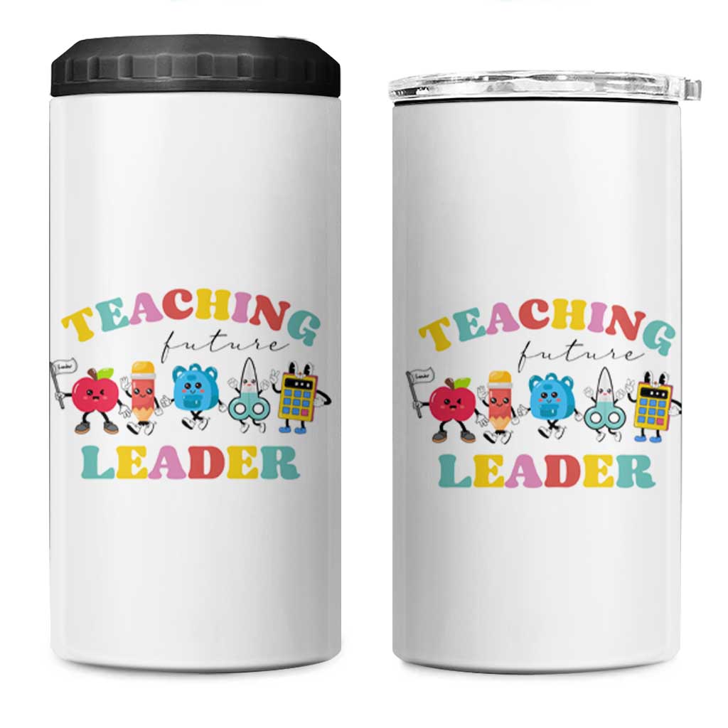 Teacher 4 in 1 Can Cooler Tumbler Retro Teaching Future Leaders Groovy Teacher Back To School - Wonder Print Shop